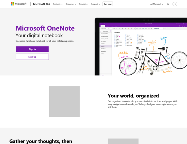 Microsoft OneNote首页截图，仅供参考